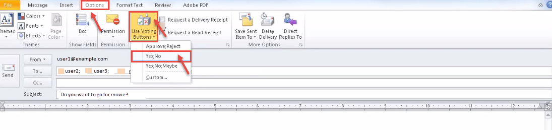 outlook 2010 2 voting button