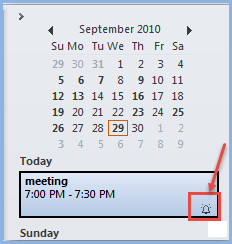 outlook 2010 4 reminder bell