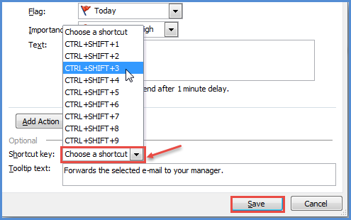 outlook 2010 4 shortcut key