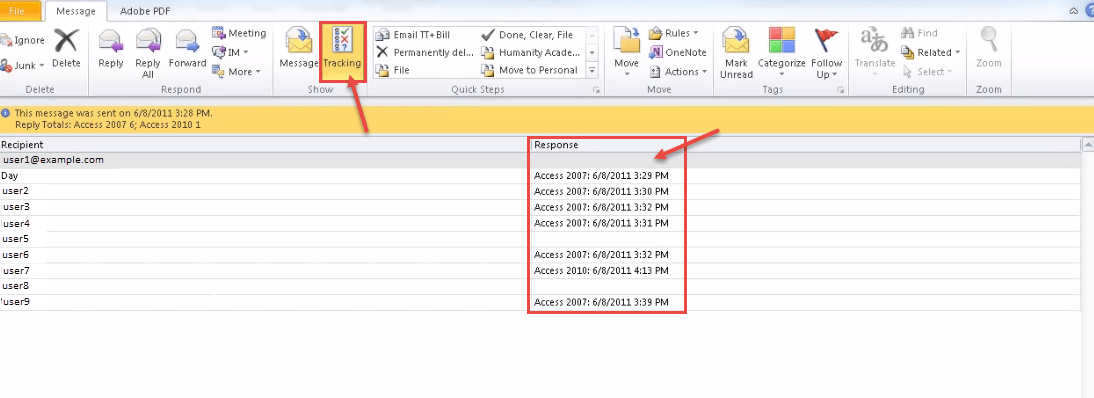 outlook 2010 8 tracking option