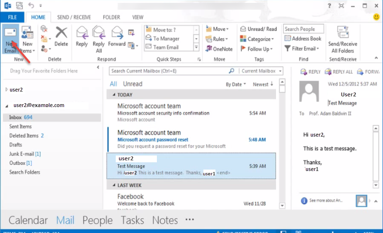 outlook 2013 1 create new mail