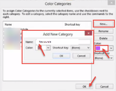 outlook 2013 10 add new category