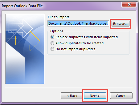 outlook 2013 12 browse folder files