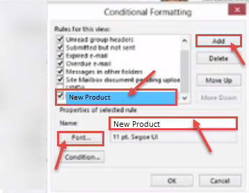 outlook 2013 2 conditional formatting