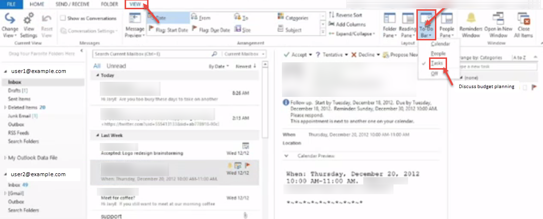 outlook 2013 2 to do bar
