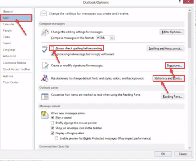 outlook 2013 3 mail menu