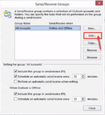 outlook 2013 4 send receive edit