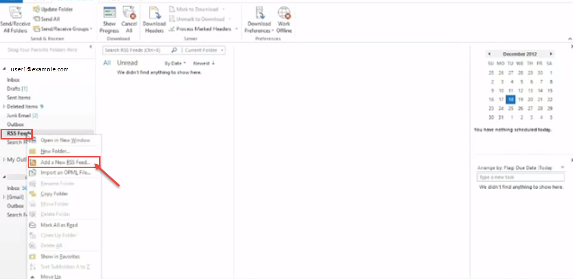 outlook 2013 6 add rss feeds