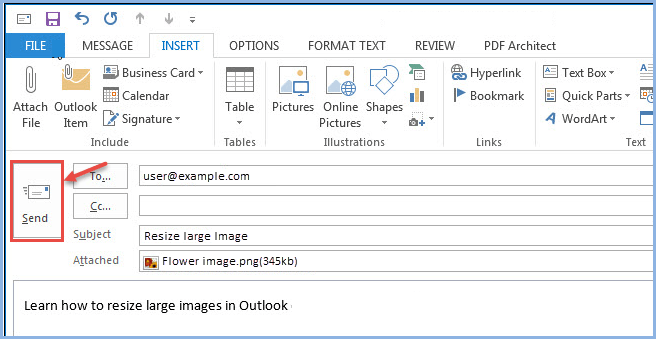 outlook 2013 6 send message