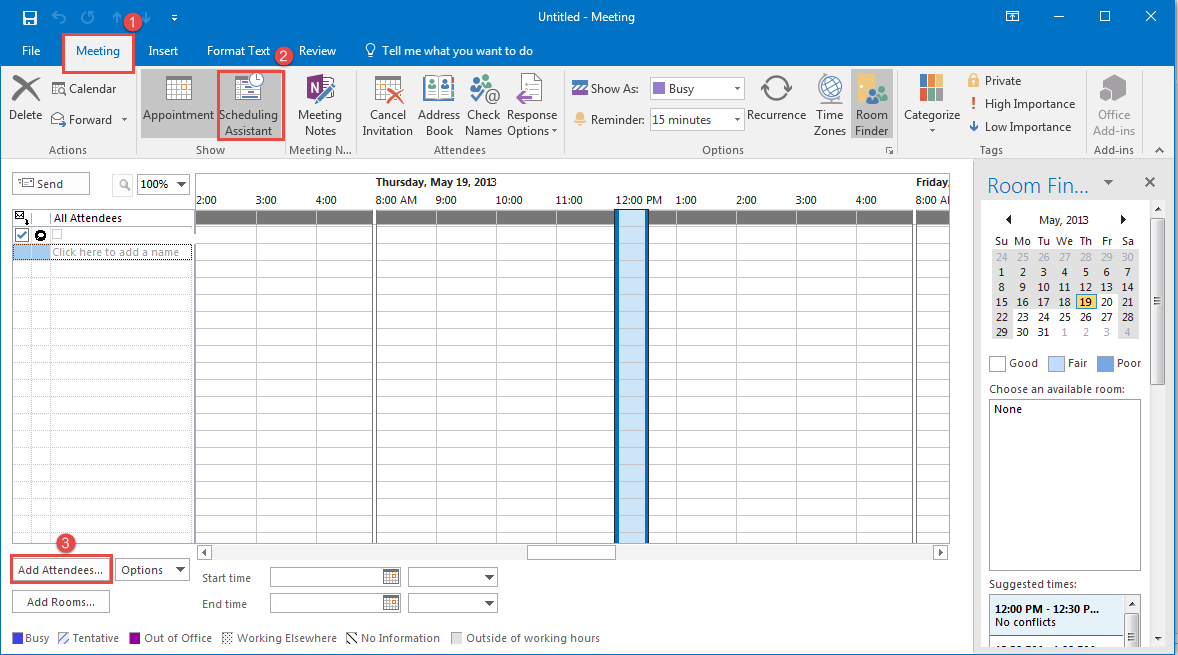 outlook 2013 7 meeting tab