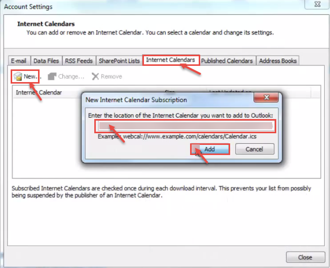 outlook 2013 7 new internet calendar