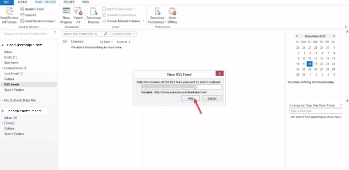 outlook 2013 7 url rss feeds