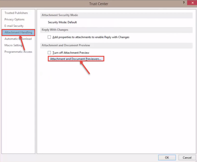 outlook 2013 8 attachment handling