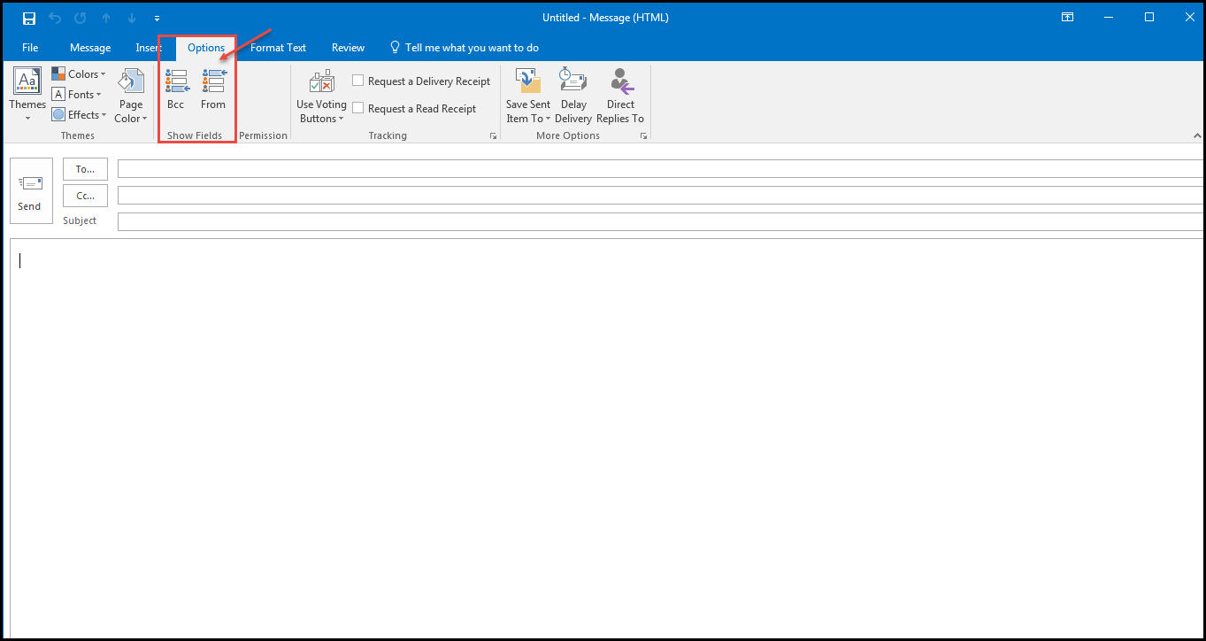 outlook 2016 10 add bcc in email