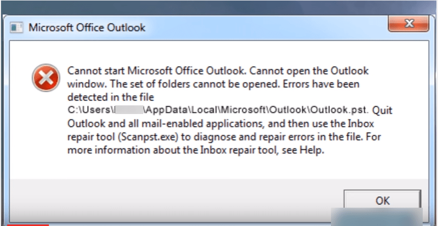 outlook 2010 1 error