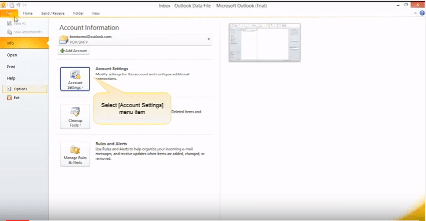 outlook 2010 2 Account setting