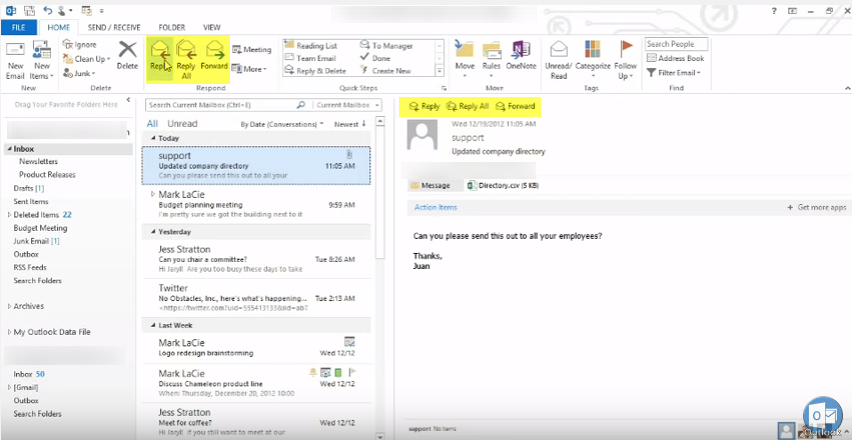 outlook 2013 1 reply
