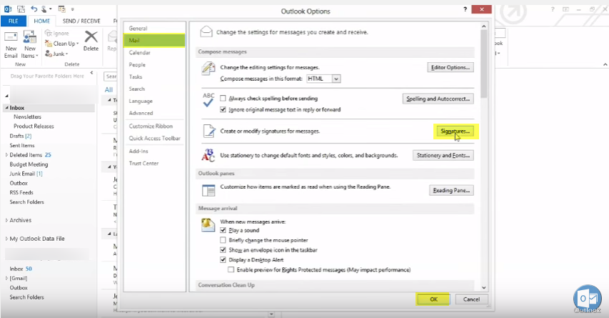 outlook 2013 2 Adding Signatures