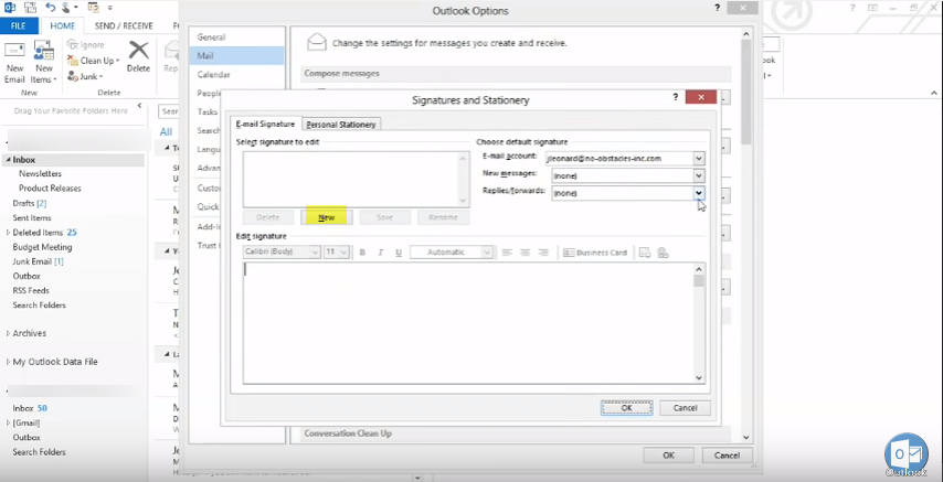 outlook 2013 3 Adding Signatures