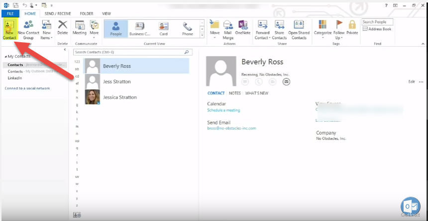 outlook 2013 3 new contact