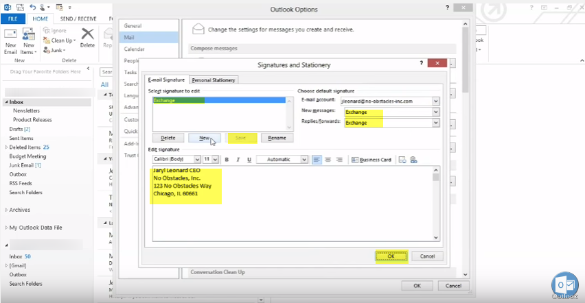 outlook 2013 4 Adding Signatures