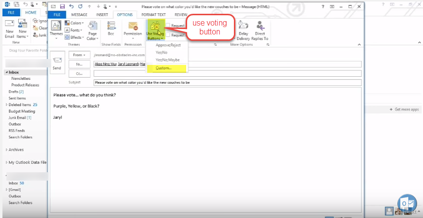 outlook 2013 4 voting button