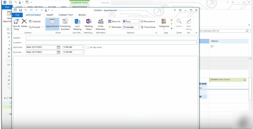 outlook 2013 5 appointment