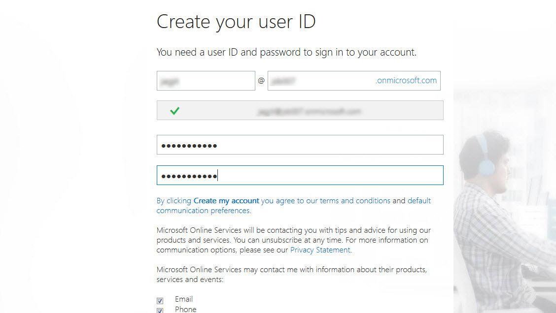 Office 365 3 create admin account create user id