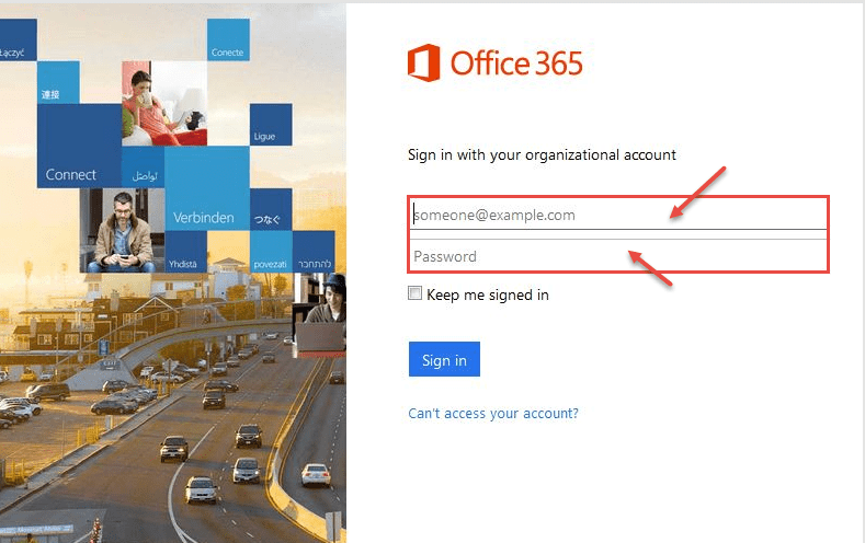 office 365 1 signin screen