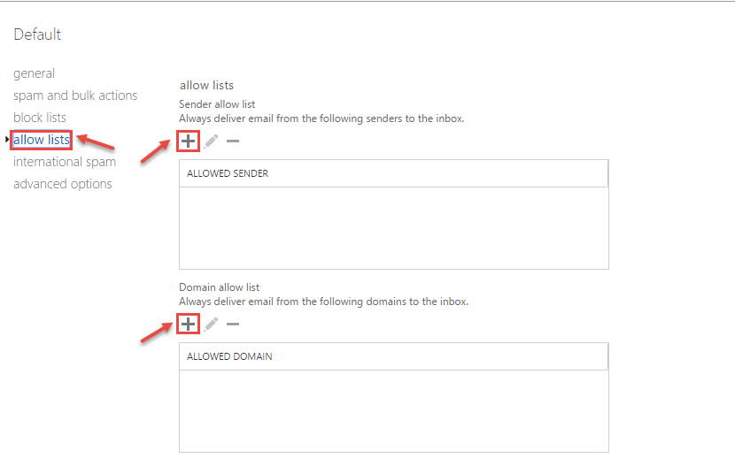 office 365 10 allow list