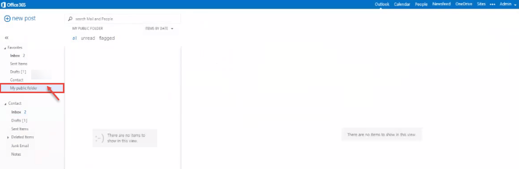 office 365 13 display outlook public folder
