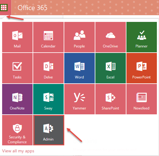 office 365 2 admin tile