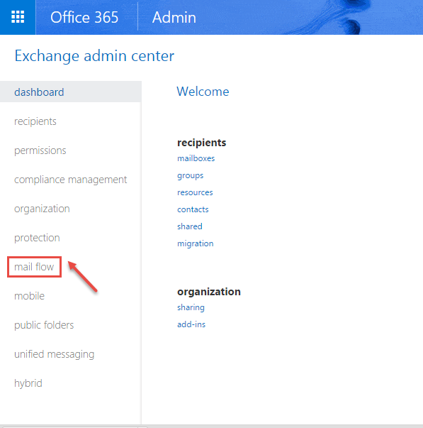 office 365 2 mail flow section