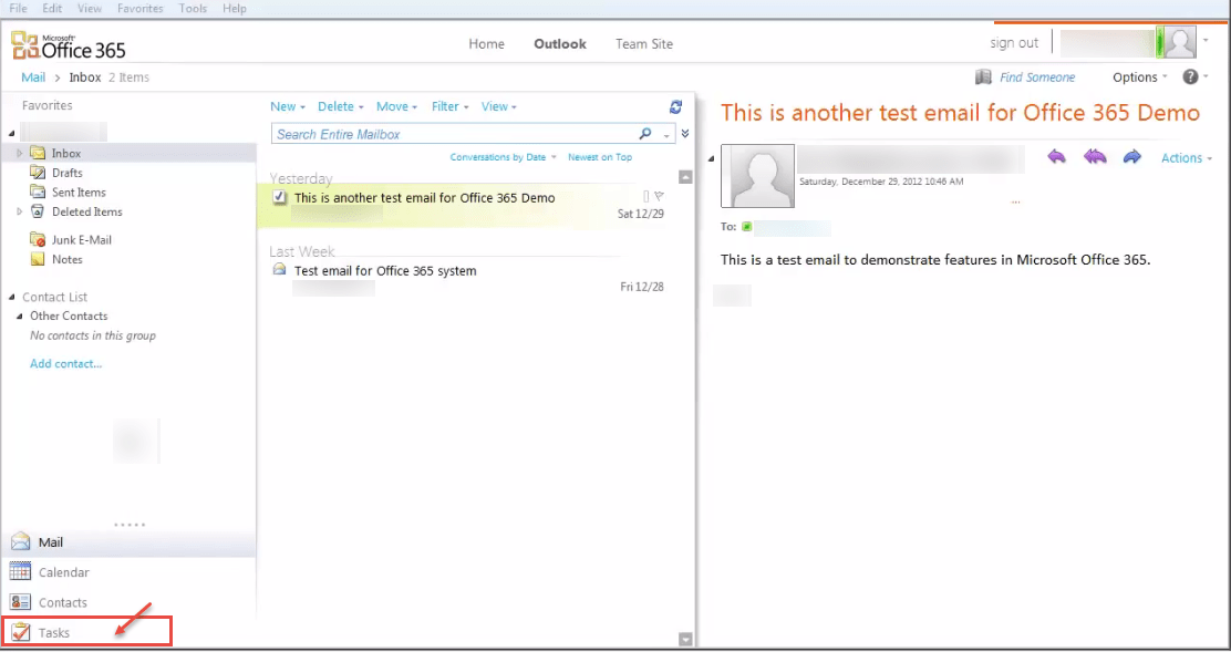 office 365 2 task create