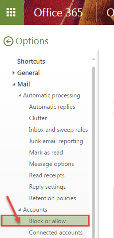 office 365 3 block or allow
