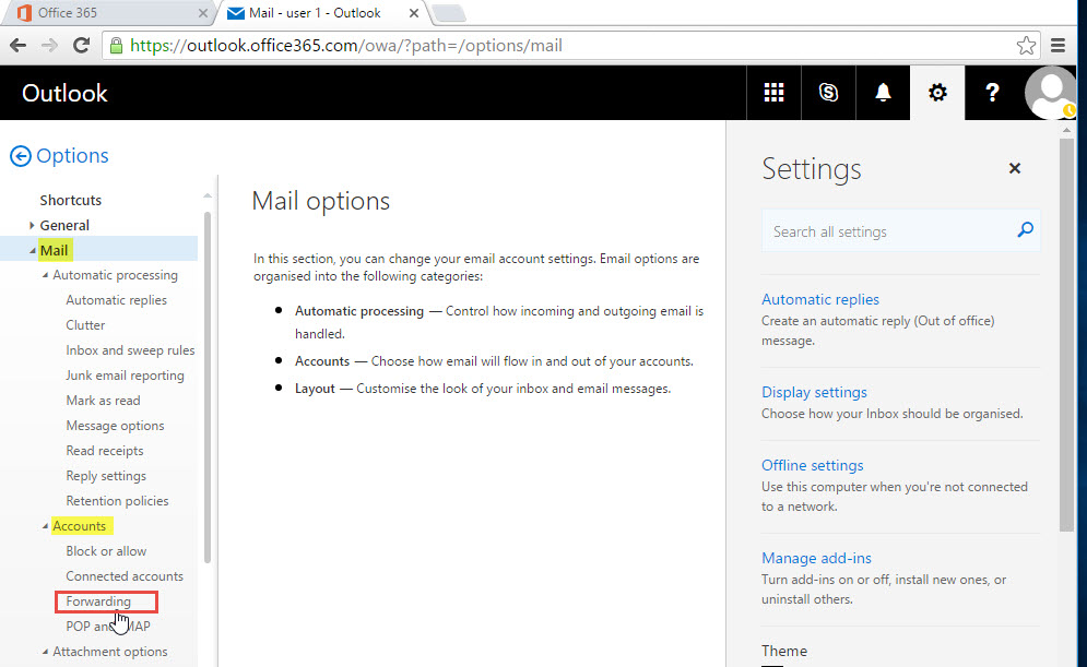 office 365 3 forwarding email forwarding