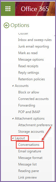 office 365 3 layout for conversations setup