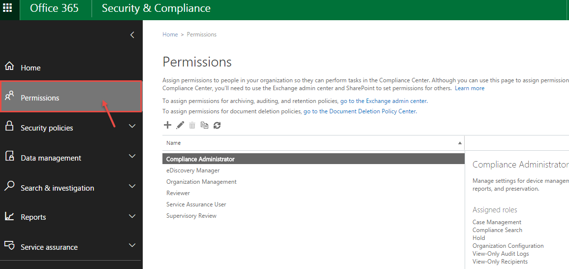 office 365 4 permission option