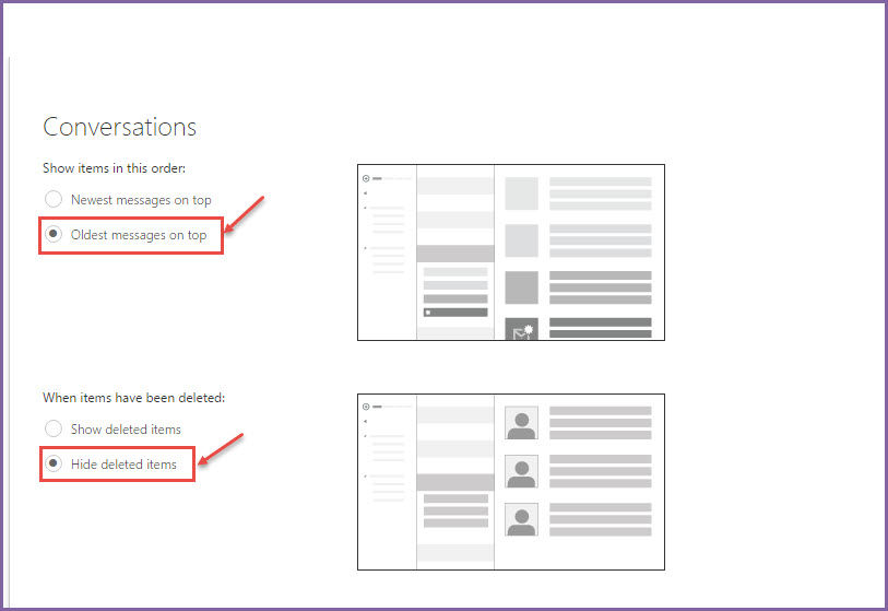 office 365 5 settings for conversations setup