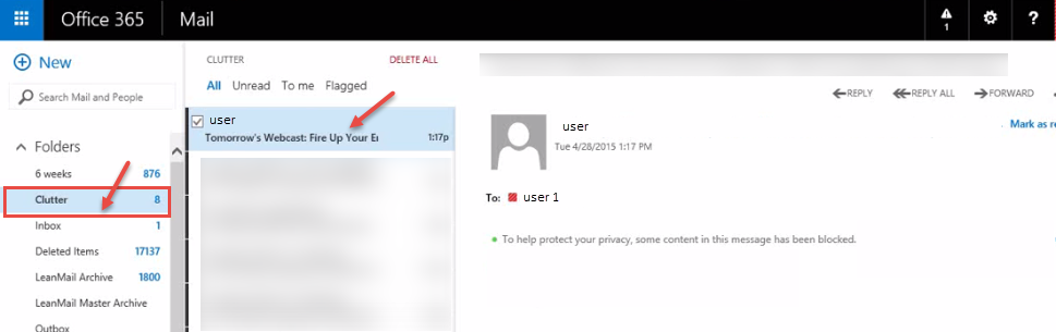 office 365 5 view clutter email