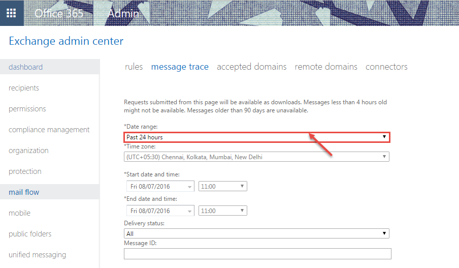 office 365 6 date range