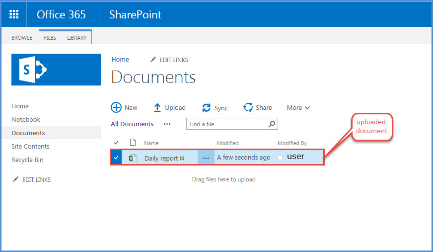 office 365 7 uploaded document