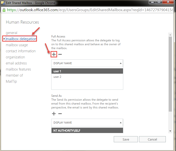 office 365 8 mailbox delegation