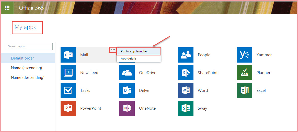 office 365 9 app launcher features