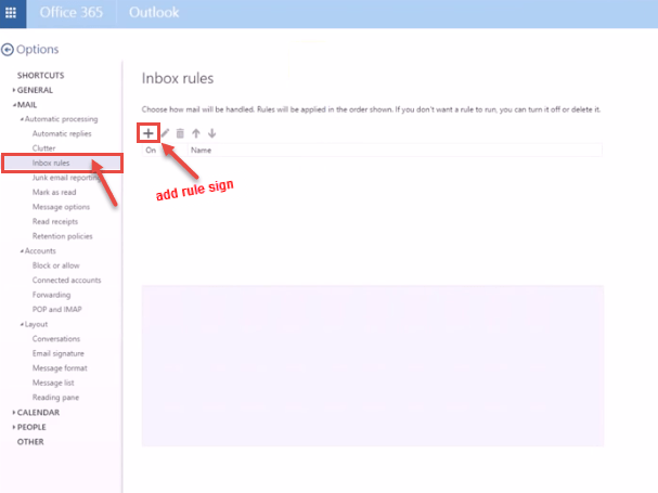 office 365 9 create rules