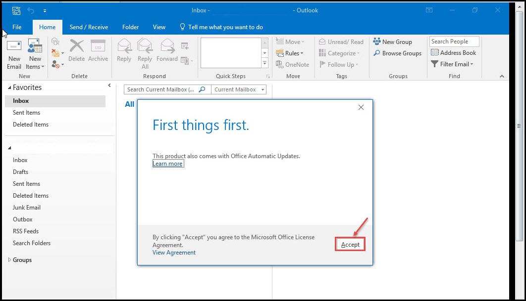 outlook 365 17 configure first look